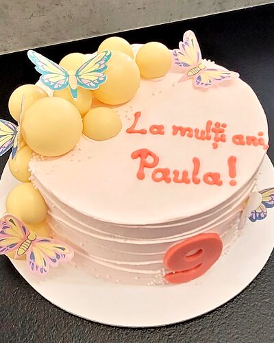 Tort cu bile de ciocolată și fluturi, pentru Paula, la 9 ani